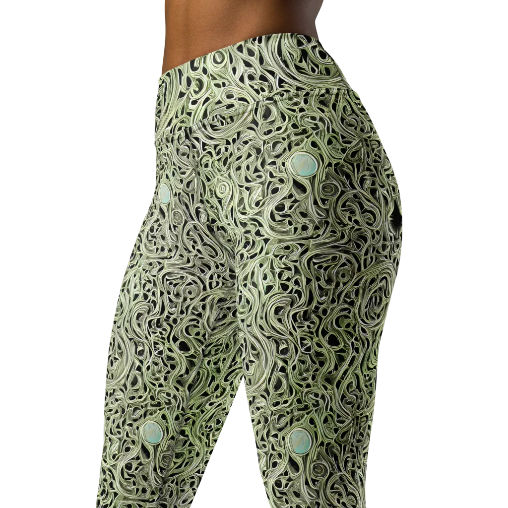 Sage Vortex on Yoga Leggings — Left Front