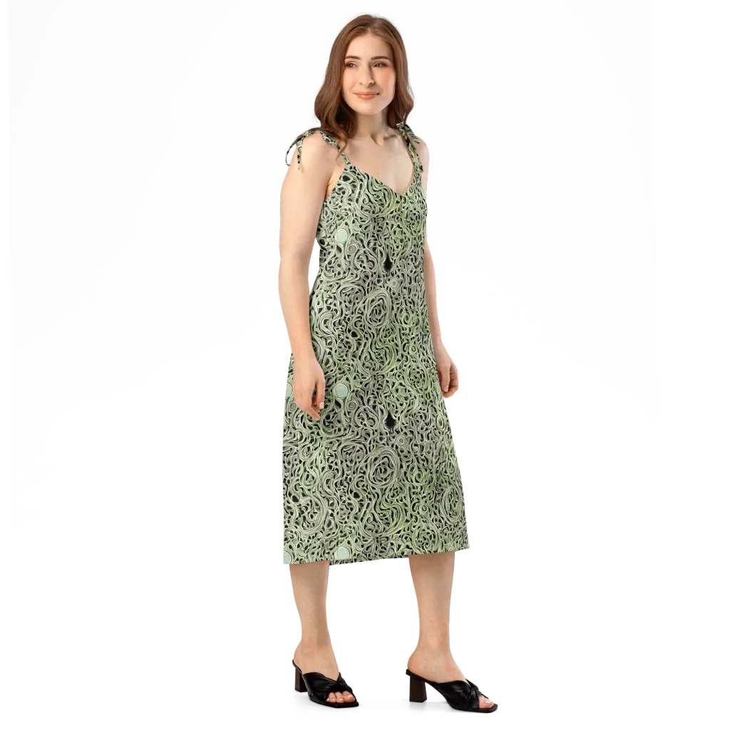 Sage Vortex on Slip Dress — Right Front