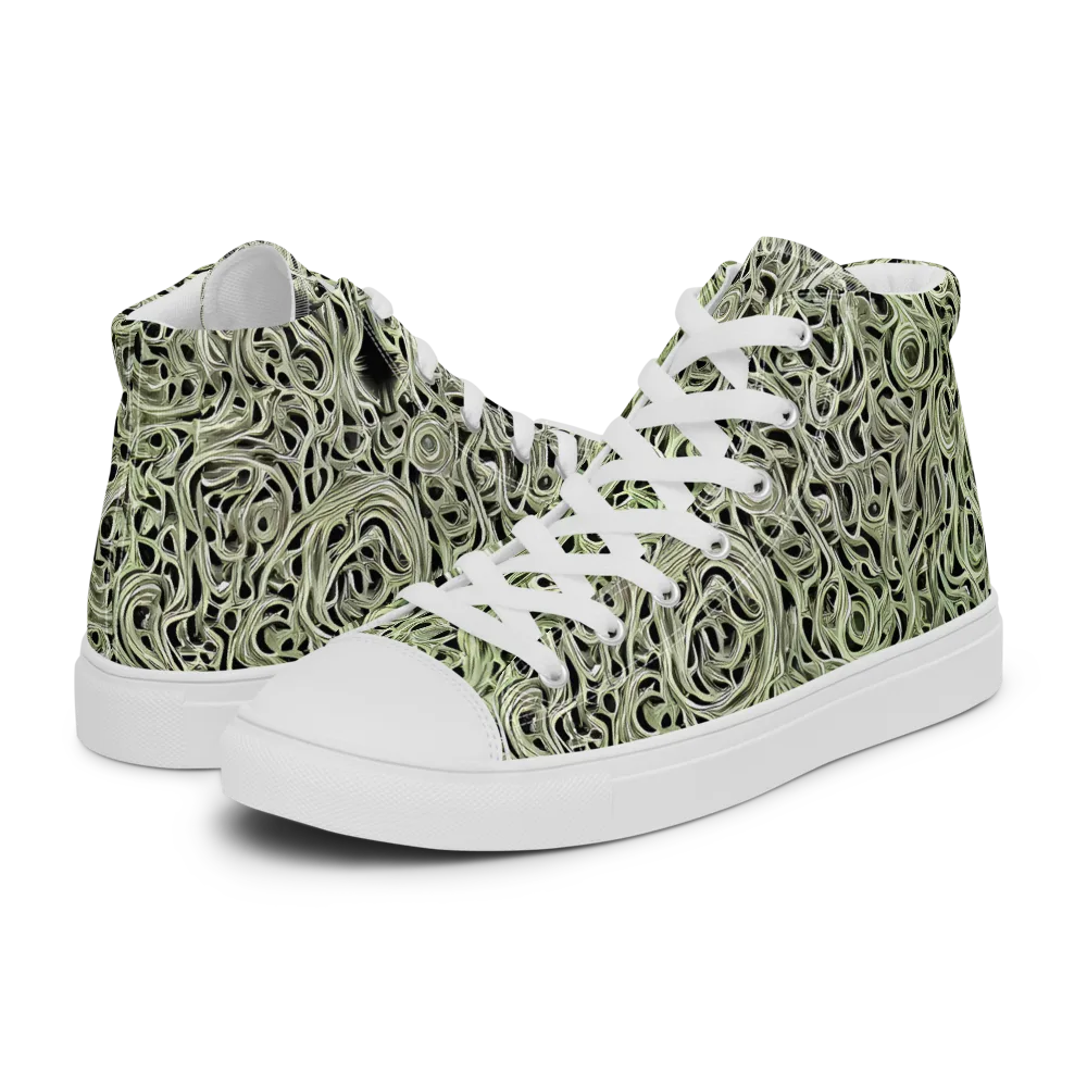 Sage Vortex on Women's High Top Canvas Shoes — Left