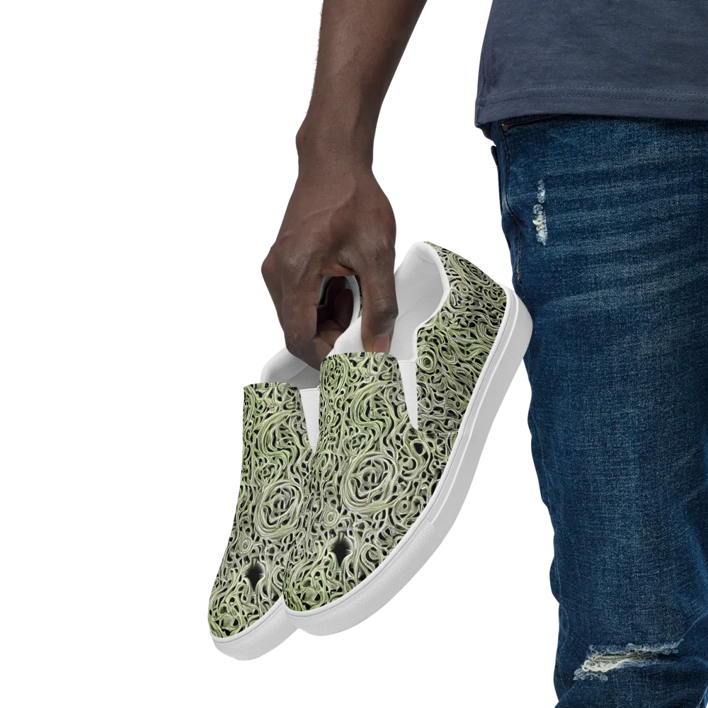 Sage Vortex on Men's Slip-On Canvas Shoes — Left Front