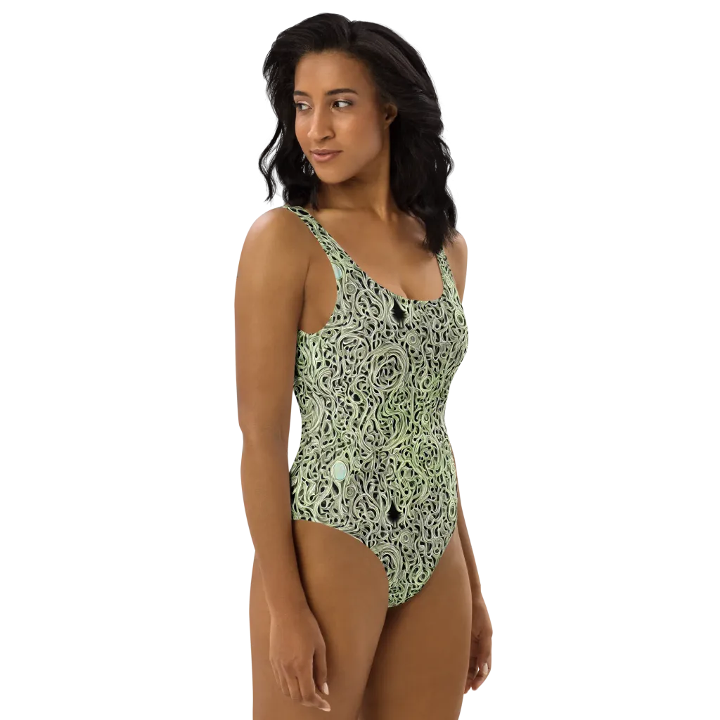 Sage Vortex on One-Piece Swimsuit — Right