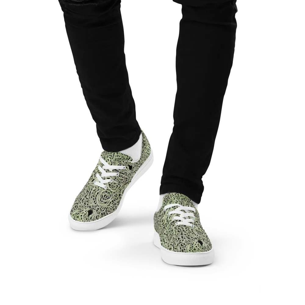 Sage Vortex on Men's Lace-Up Canvas Shoes — Front