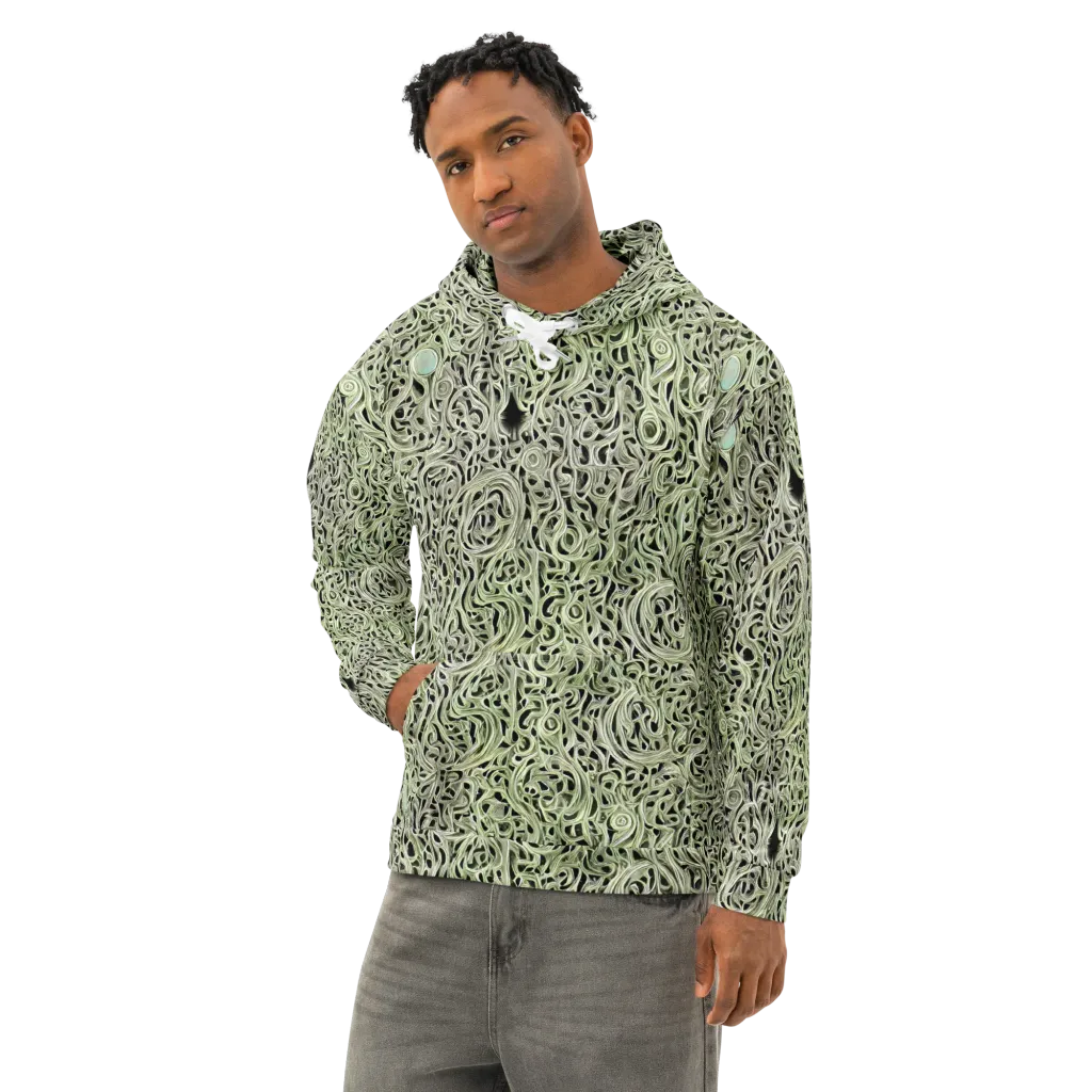 Sage Vortex on Cotton Hoodie — Left Front