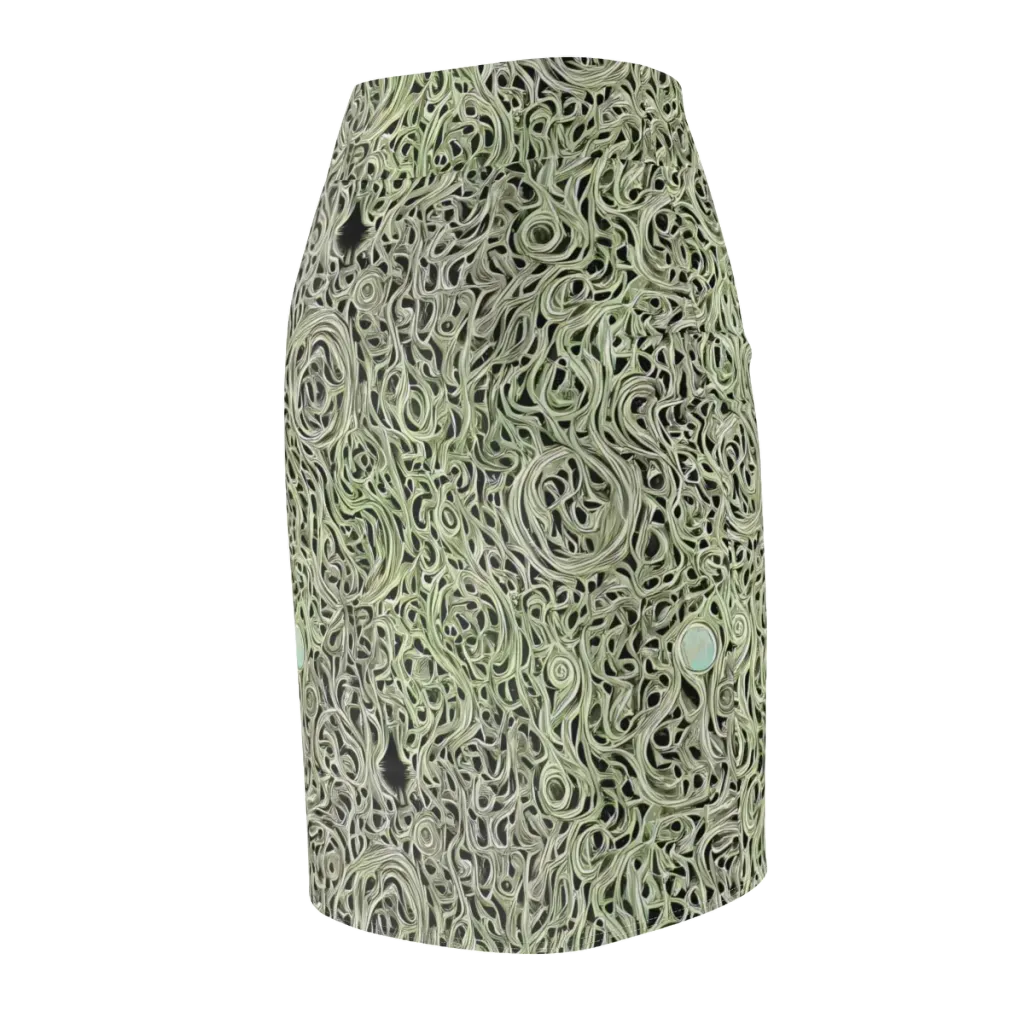 Sage Vortex on Pencil Skirt — Back Side
