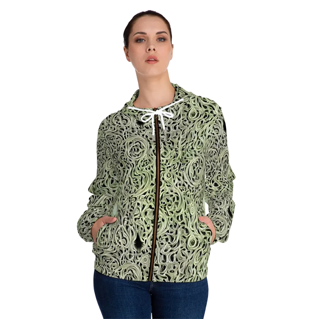 Sage Vortex on Women's Full-Zip Hoodie — Front On Person