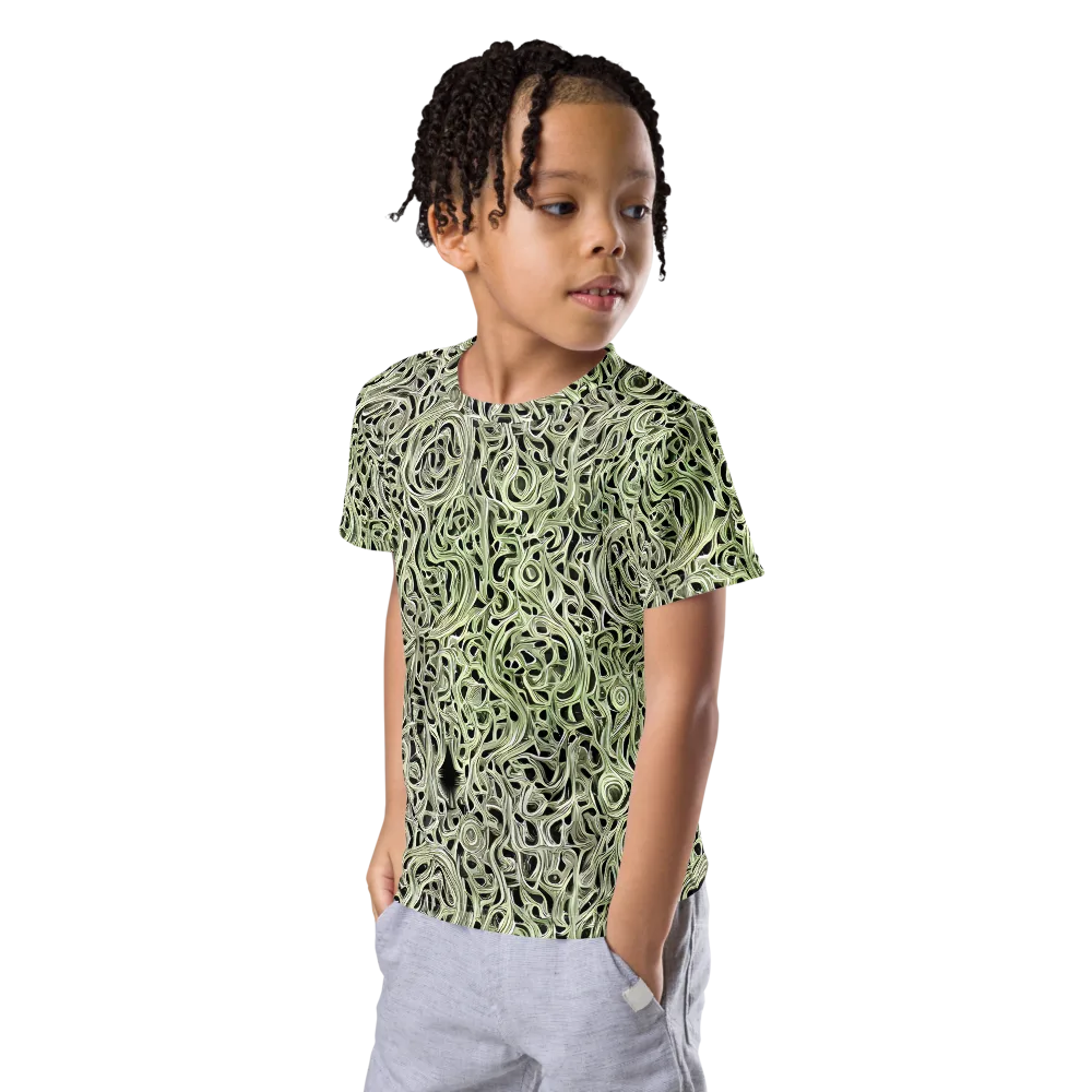 Sage Vortex on Kids Crew Neck T-Shirt — Left Front
