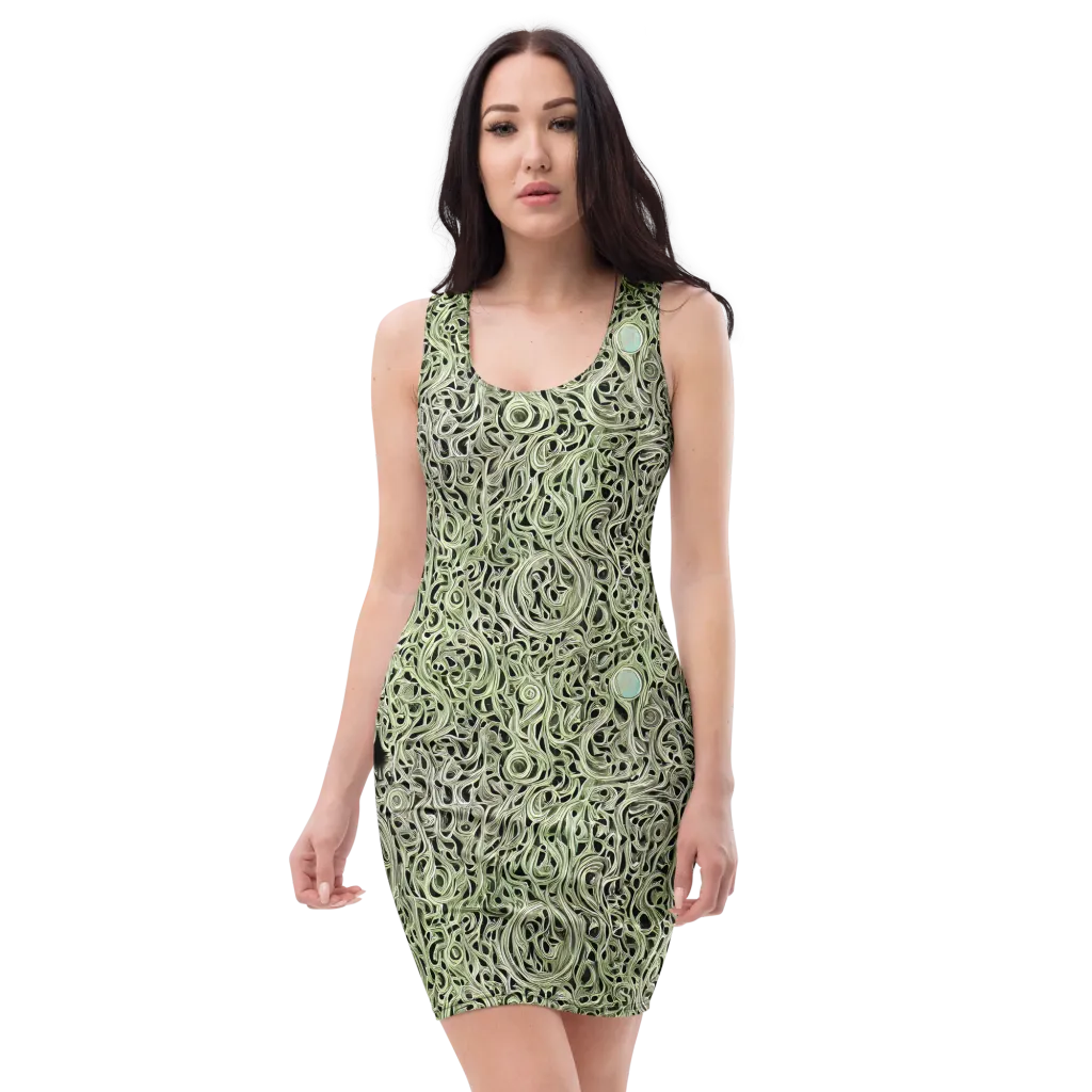 Sage Vortex on Bodycon Dress — Front