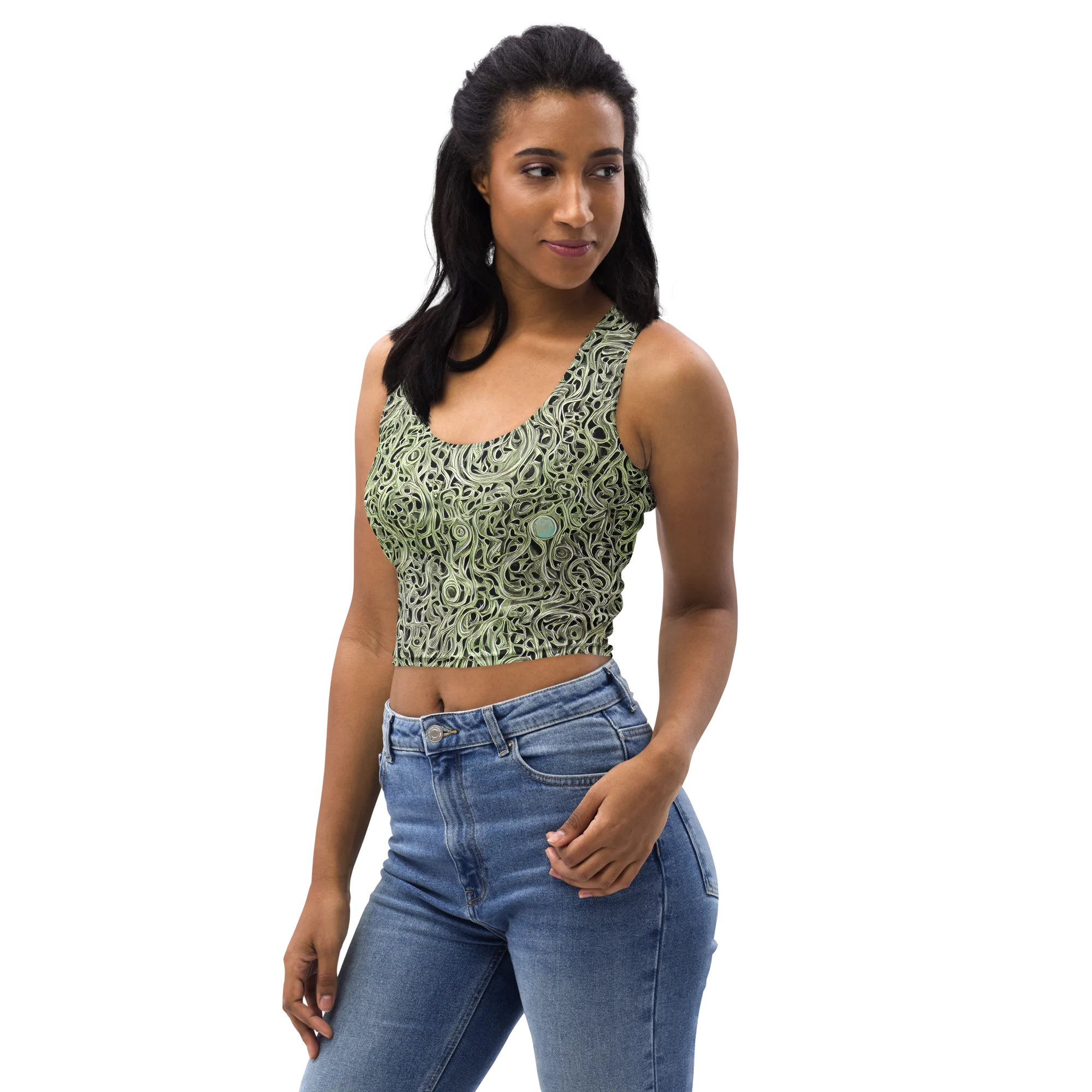 Sage Vortex on Crop Top — Left Front