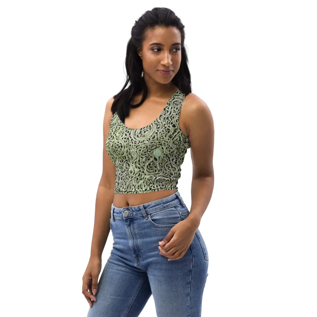 Sage Vortex on Crop Top — Left Front