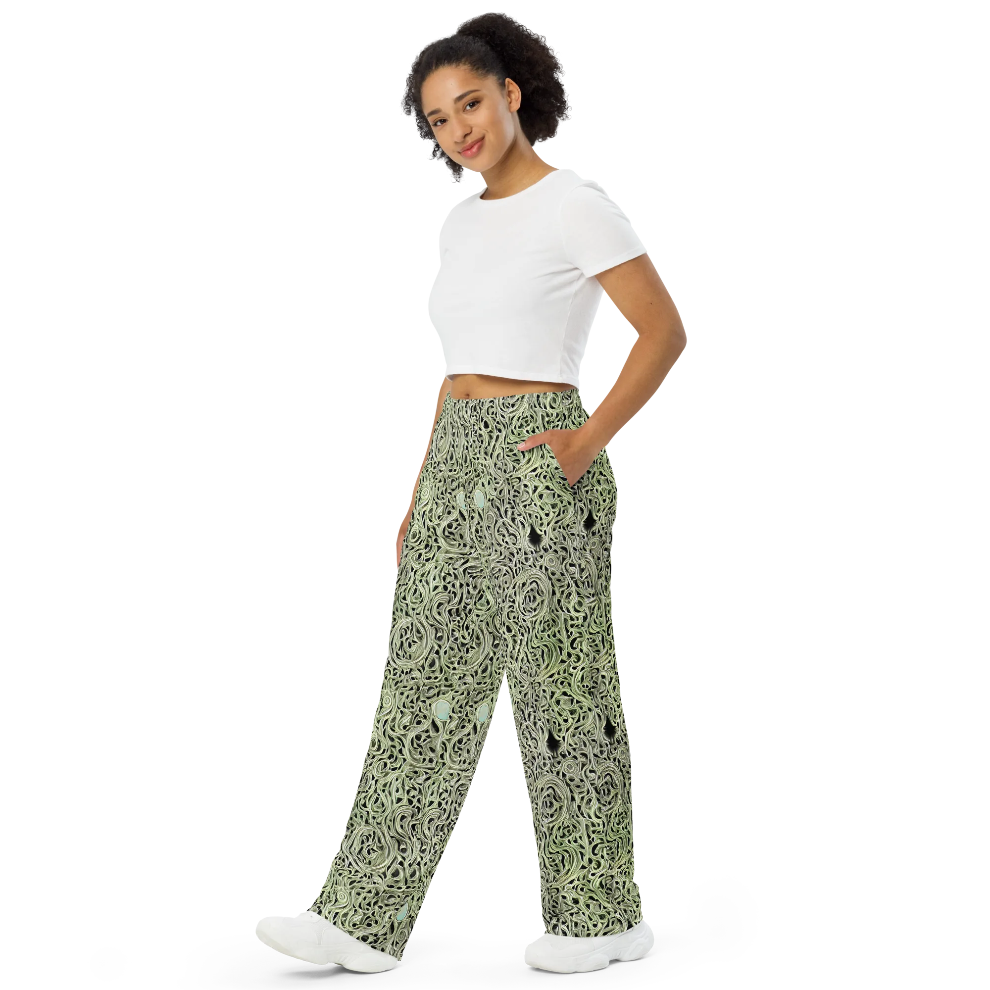Sage Vortex on Wide-Leg Pants — Left Front