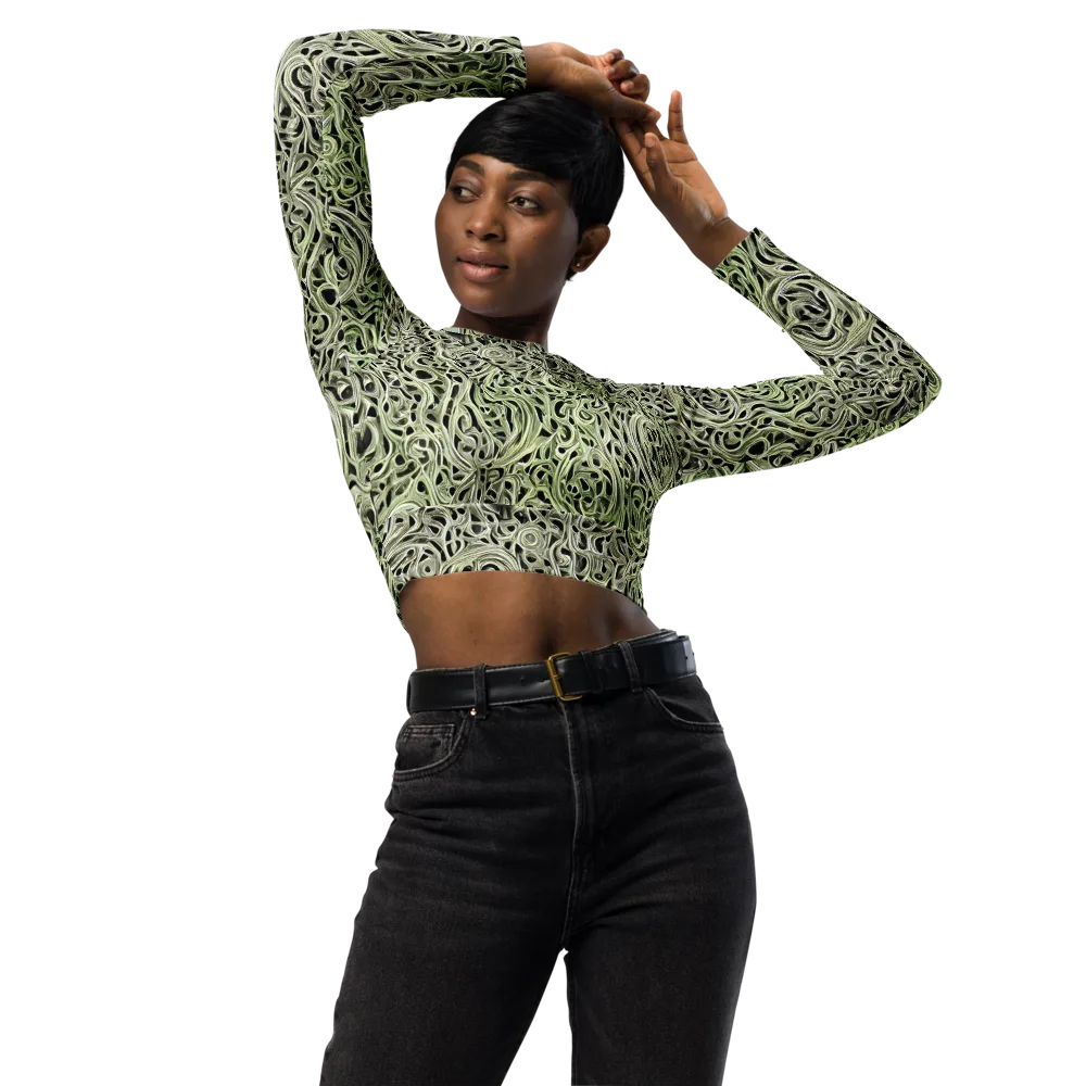 Sage Vortex on Long Sleeve Crop Top — Front