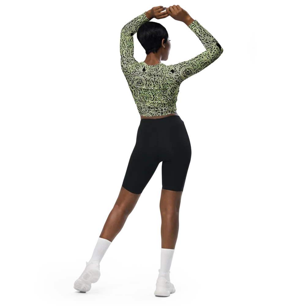 Sage Vortex on Long Sleeve Crop Top — Back