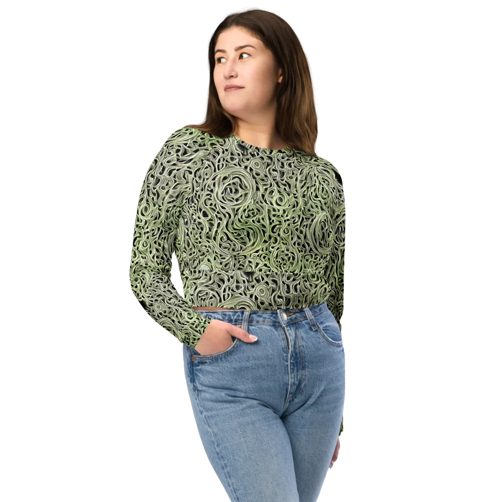 Sage Vortex on Long Sleeve Crop Top — Front