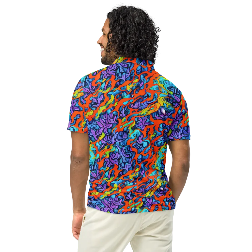 Cobalt Jungle on Men's Slim Fit Polo Shirt — Back