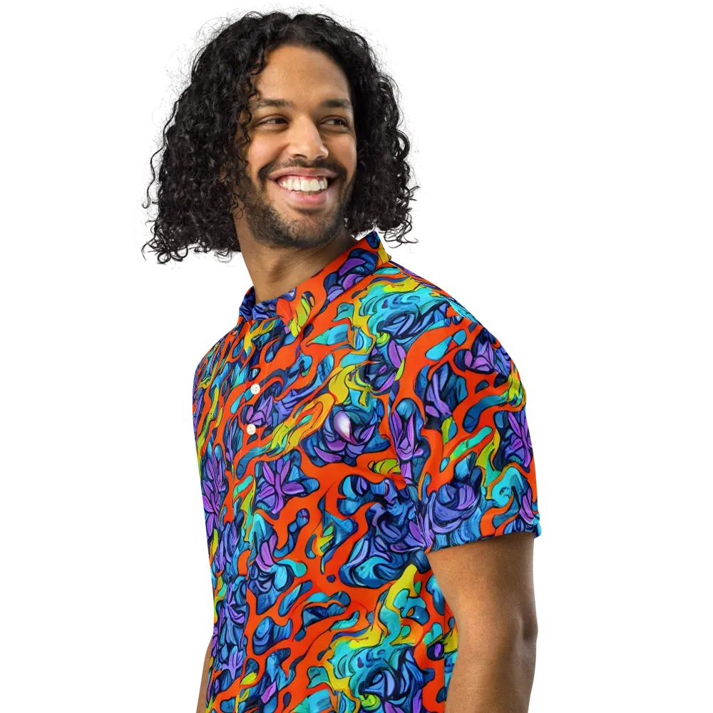 Cobalt Jungle on Men's Slim Fit Polo Shirt — Left Front
