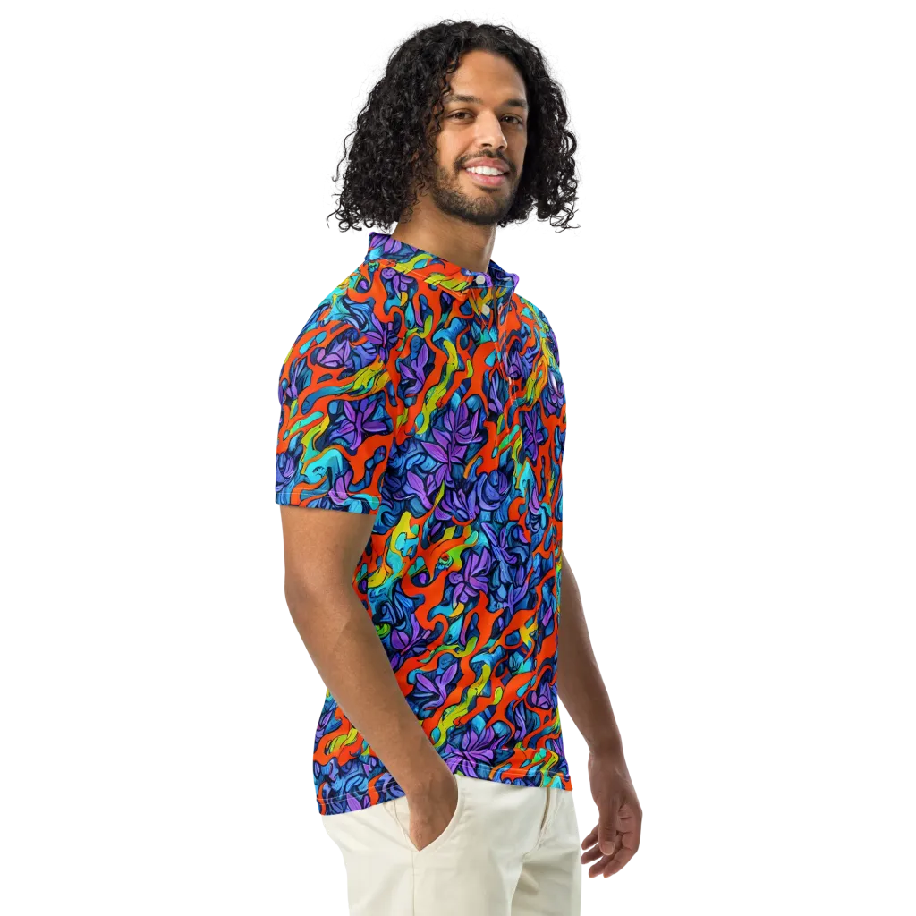 Cobalt Jungle on Men's Slim Fit Polo Shirt — Right Front
