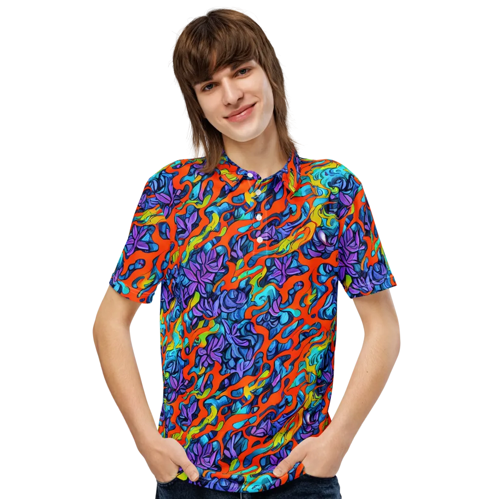 Cobalt Jungle on Men's Slim Fit Polo Shirt — Front