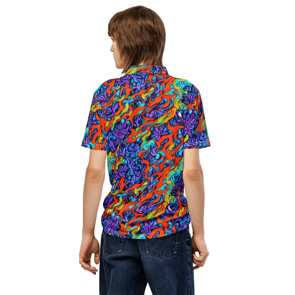 Cobalt Jungle on Men's Slim Fit Polo Shirt — Back