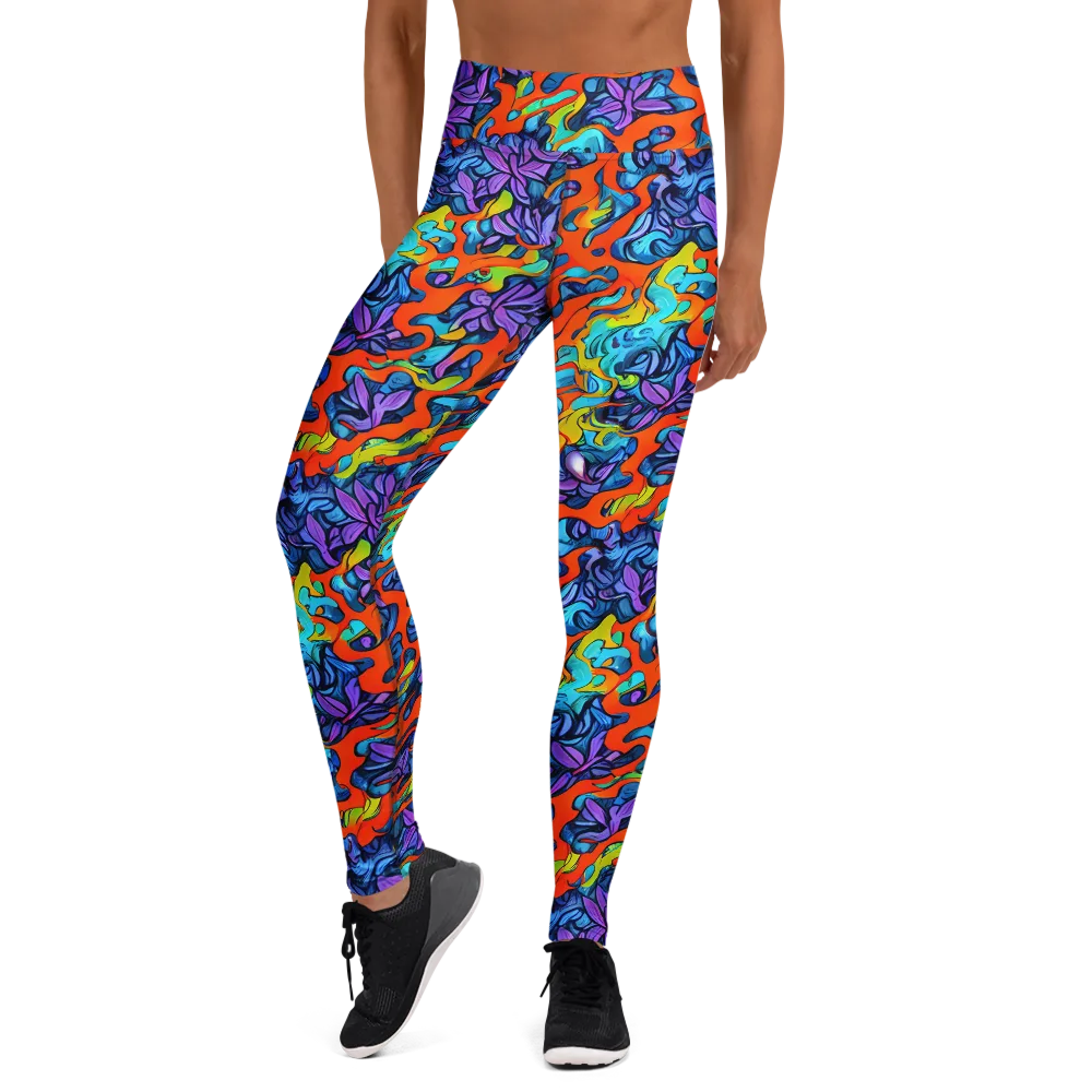 Cobalt Jungle on Yoga Leggings — Front