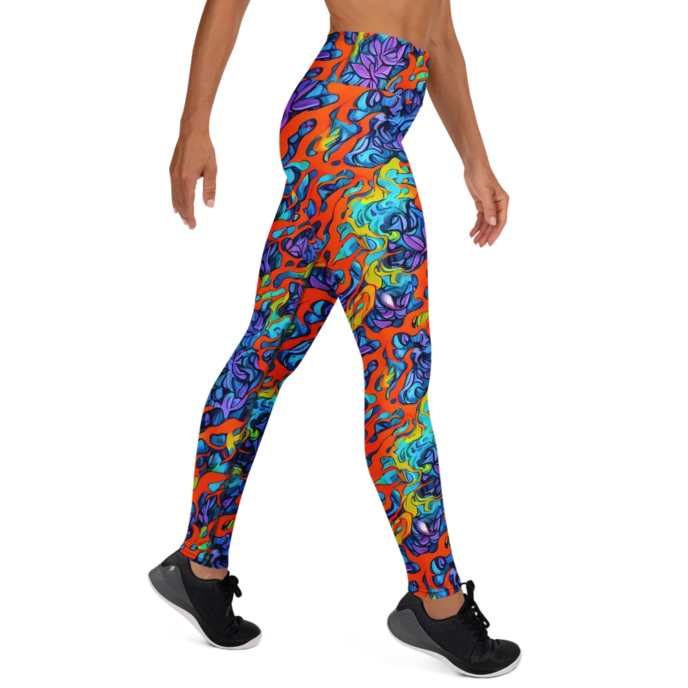 Cobalt Jungle on Yoga Leggings — Right