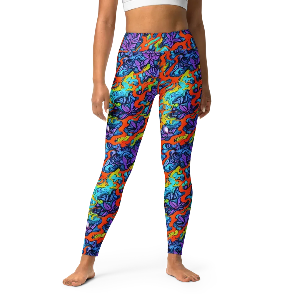 Cobalt Jungle on Yoga Leggings — Front