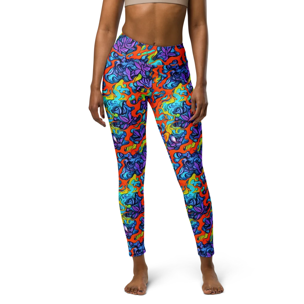 Cobalt Jungle on Yoga Leggings — Front