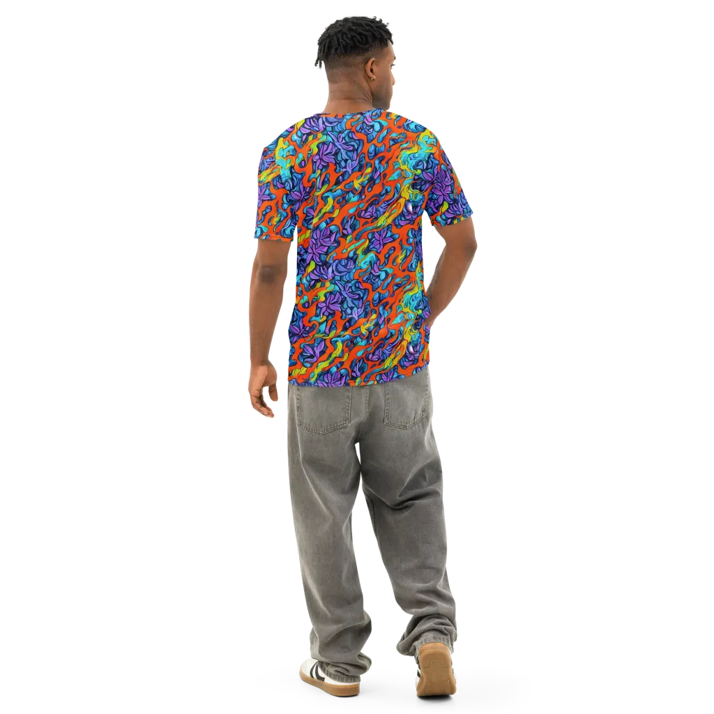 Cobalt Jungle on Men's Cotton Crew Neck T-Shirt — Back