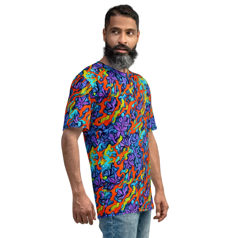 Cobalt Jungle on Men's Crew Neck T-Shirt — Right