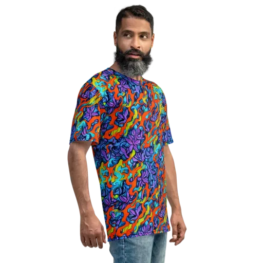Cobalt Jungle on a Men's Crew Neck T-Shirt