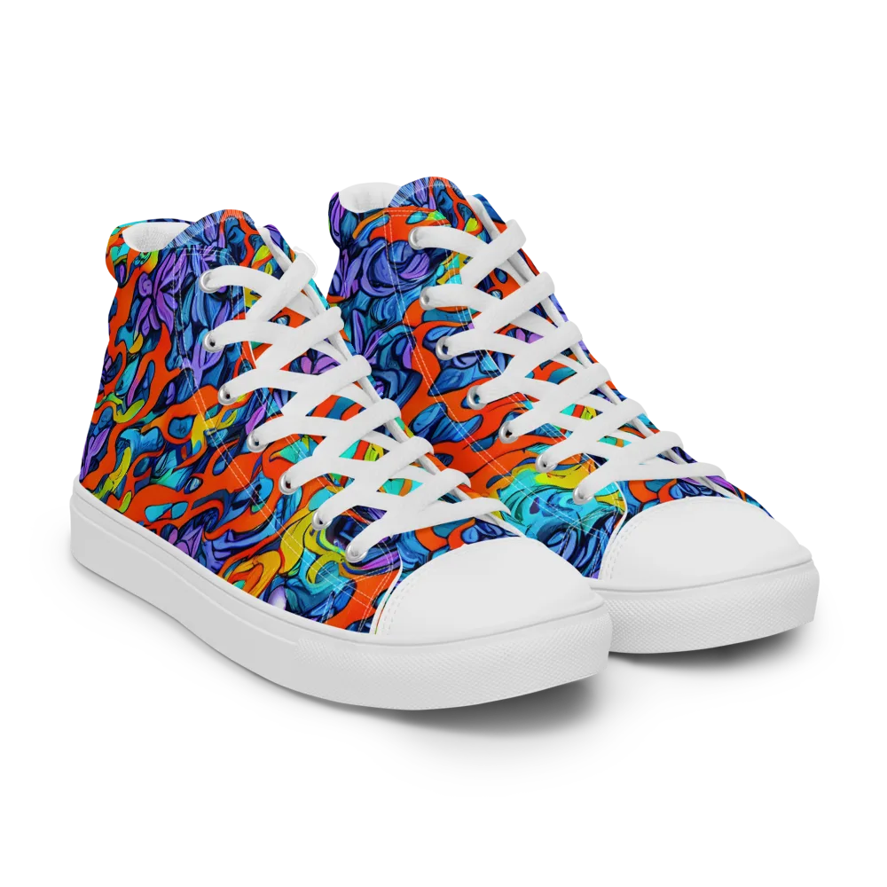 Cobalt Jungle on Men's High Top Canvas Shoes — Right Front