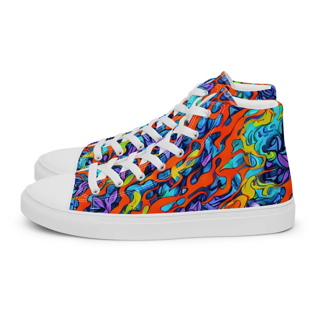 Cobalt Jungle on Men's High Top Canvas Shoes — Left
