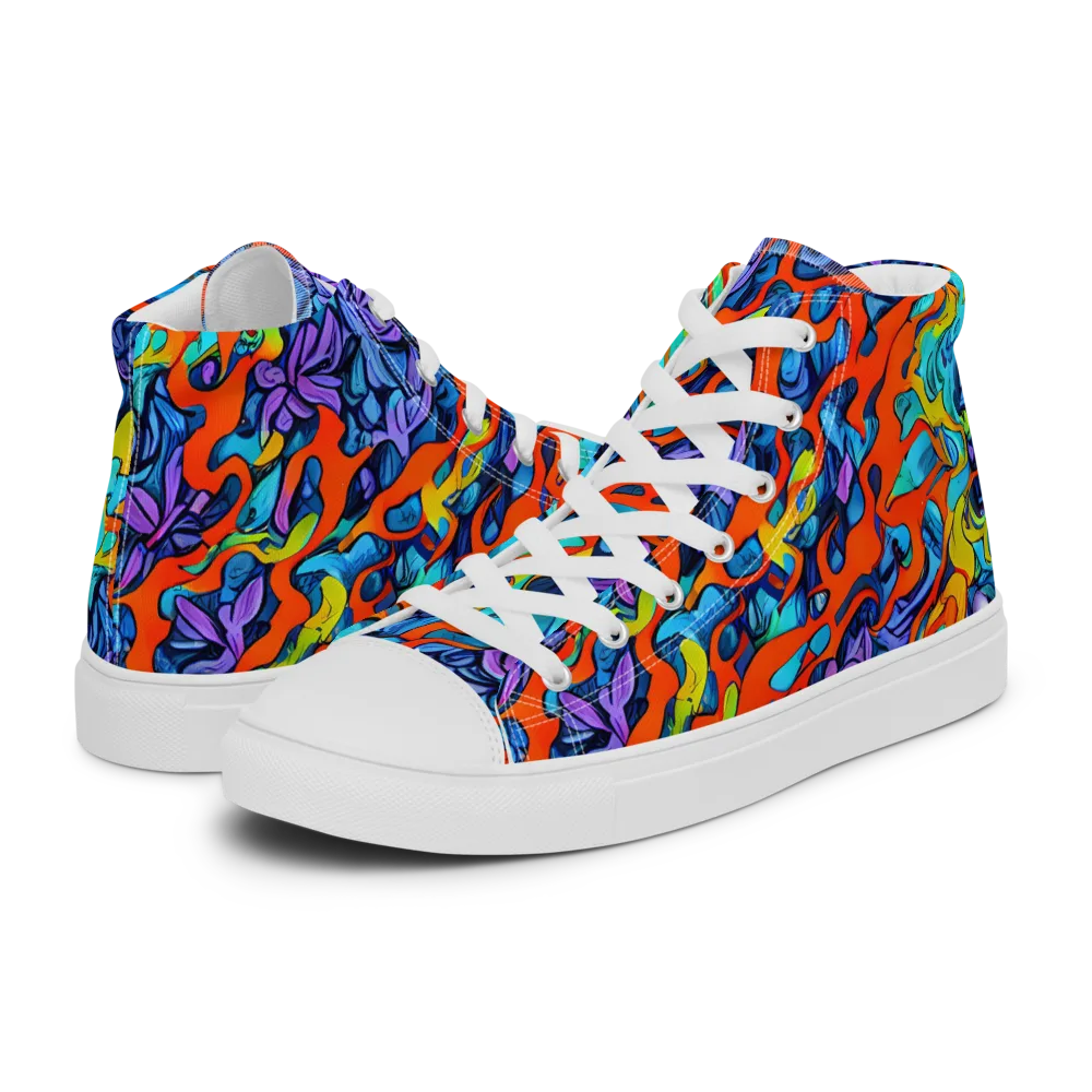 Cobalt Jungle on Men's High Top Canvas Shoes — Left