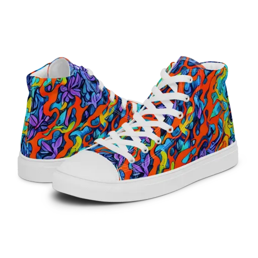 Cobalt Jungle on a Men's High Top Canvas Shoes