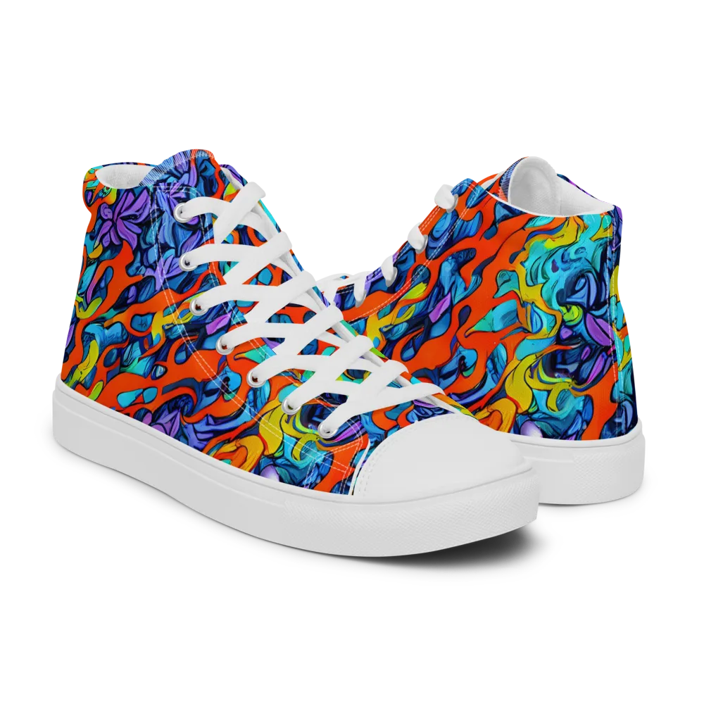 Cobalt Jungle on Men's High Top Canvas Shoes — Right