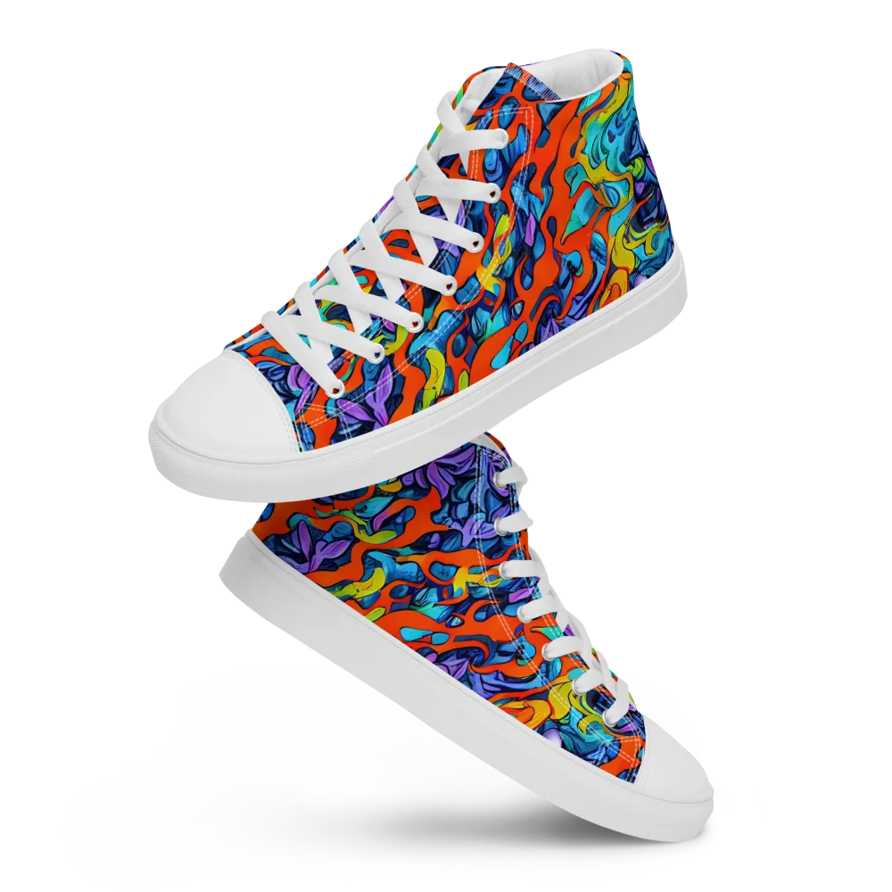 Cobalt Jungle on Men's High Top Canvas Shoes — Front