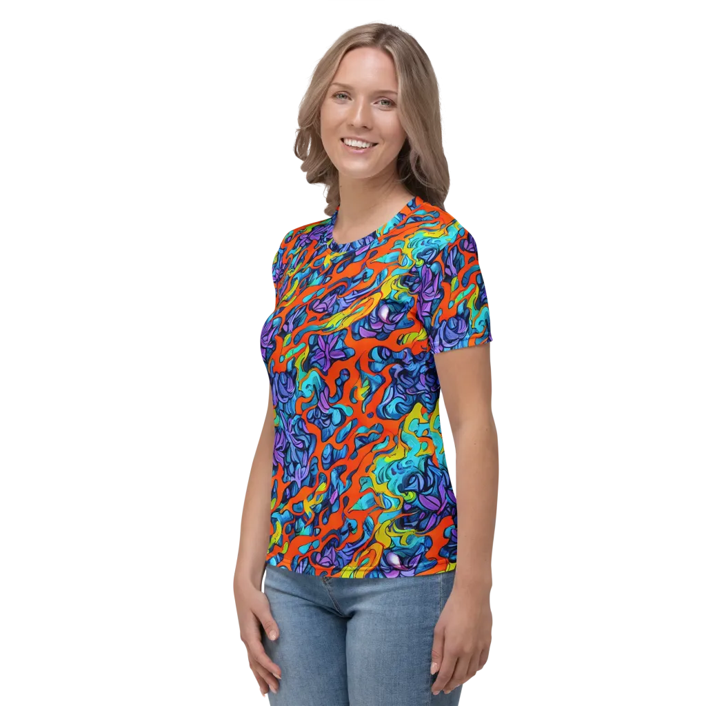 Cobalt Jungle on Women's Crew Neck T-Shirt — Left