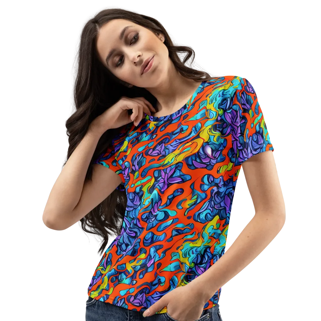 Cobalt Jungle on Women's Crew Neck T-Shirt — Left Front