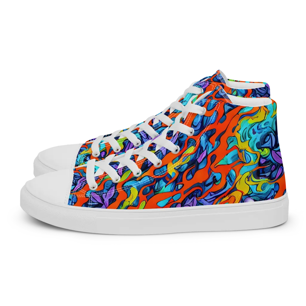 Cobalt Jungle on Women's High Top Canvas Shoes — Left