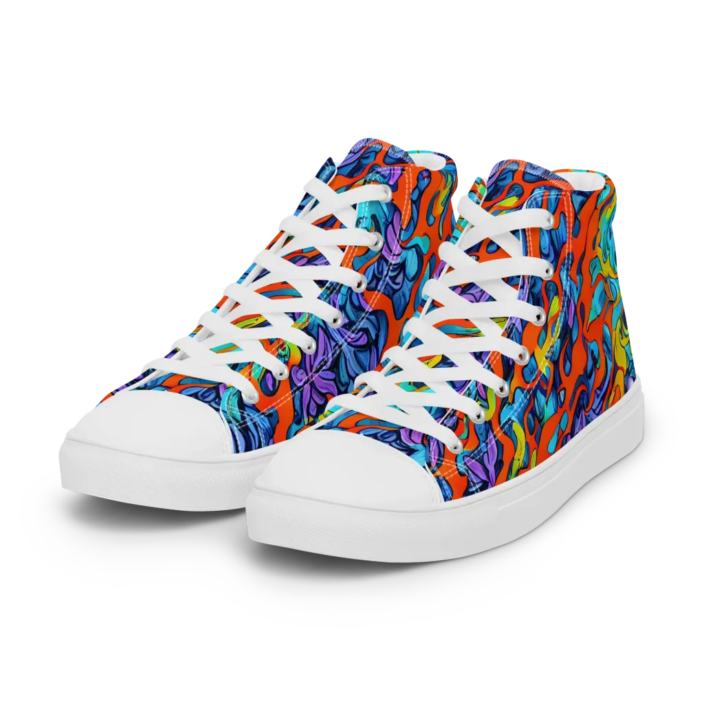 Cobalt Jungle on Women's High Top Canvas Shoes — Left Front
