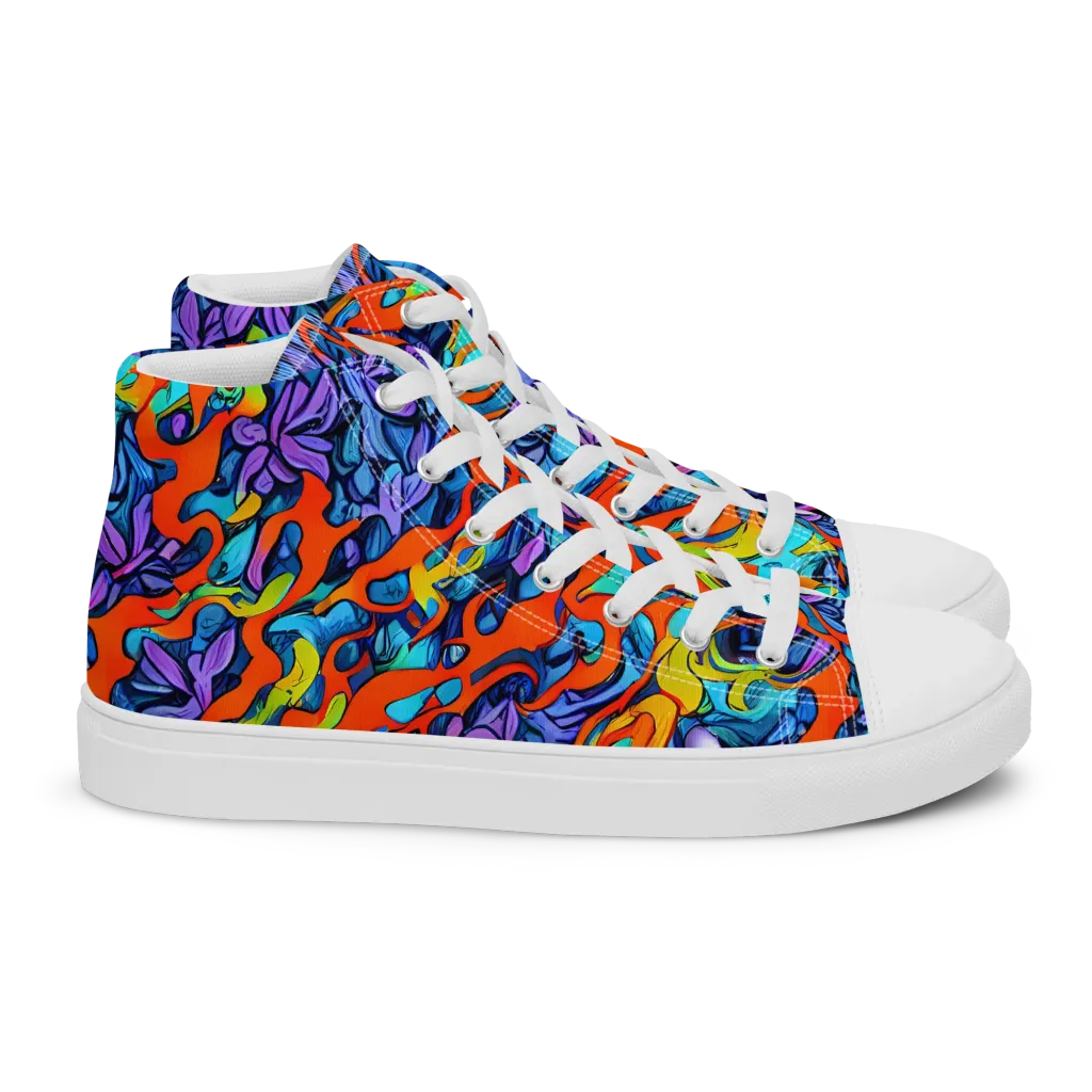 Cobalt Jungle on Women's High Top Canvas Shoes — Right