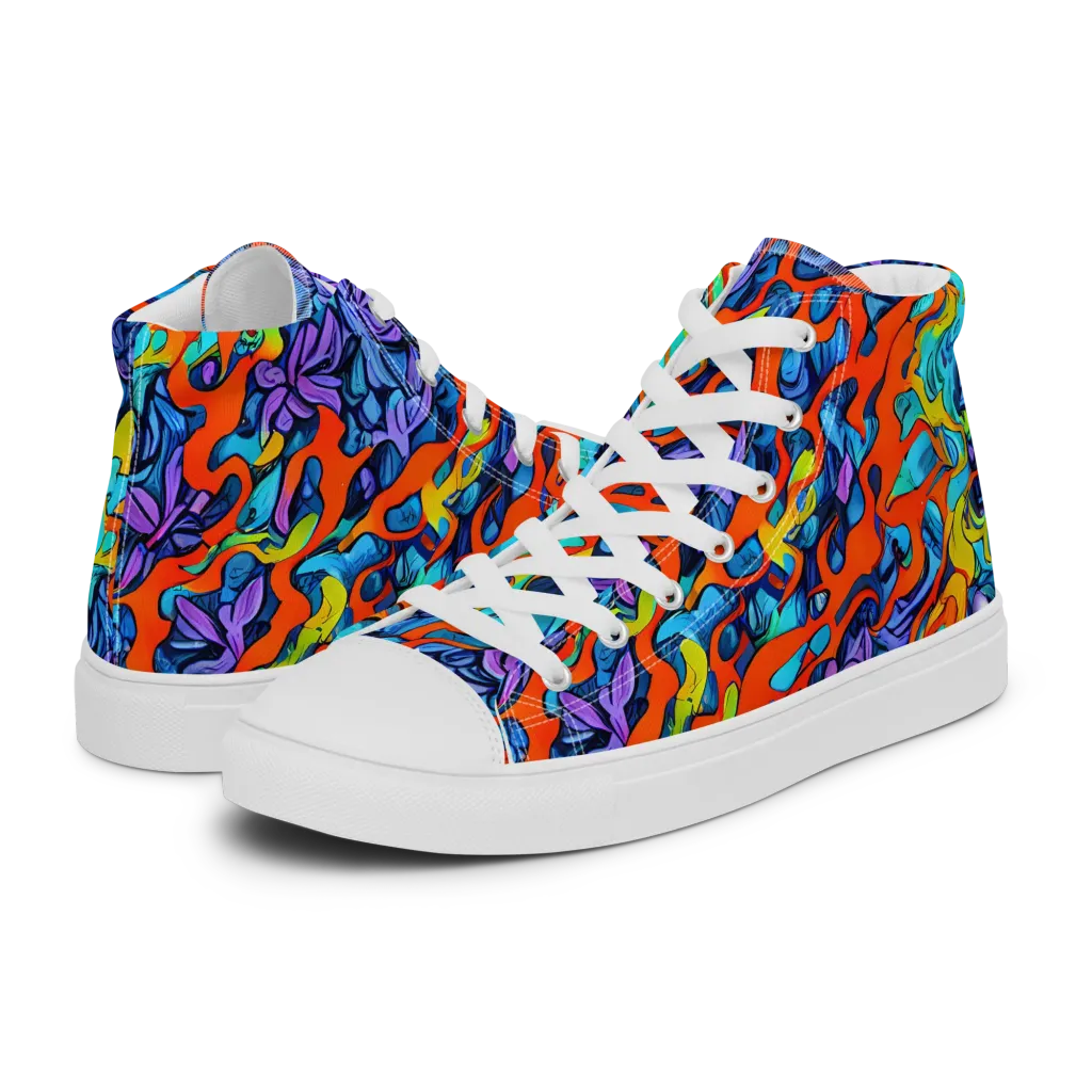 Cobalt Jungle on Women's High Top Canvas Shoes — Left