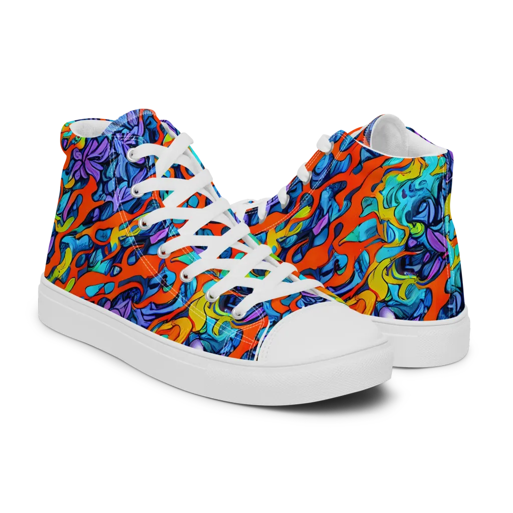 Cobalt Jungle on Women's High Top Canvas Shoes — Right