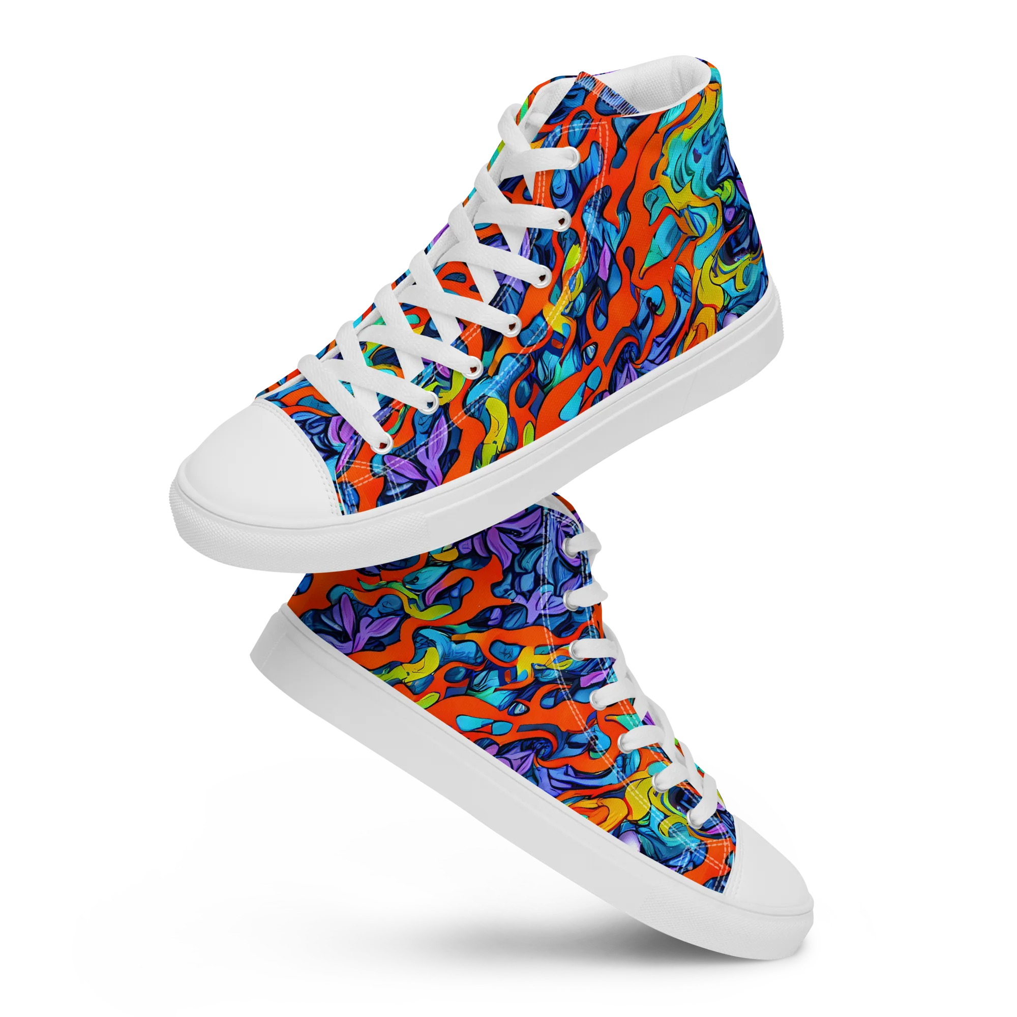 Cobalt Jungle on Women's High Top Canvas Shoes — Front