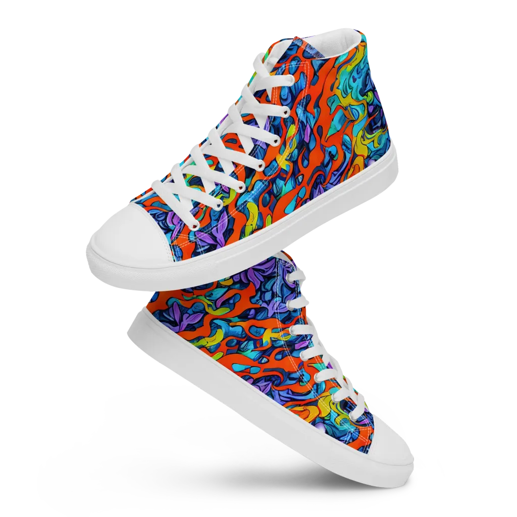 Cobalt Jungle on Women's High Top Canvas Shoes — Front