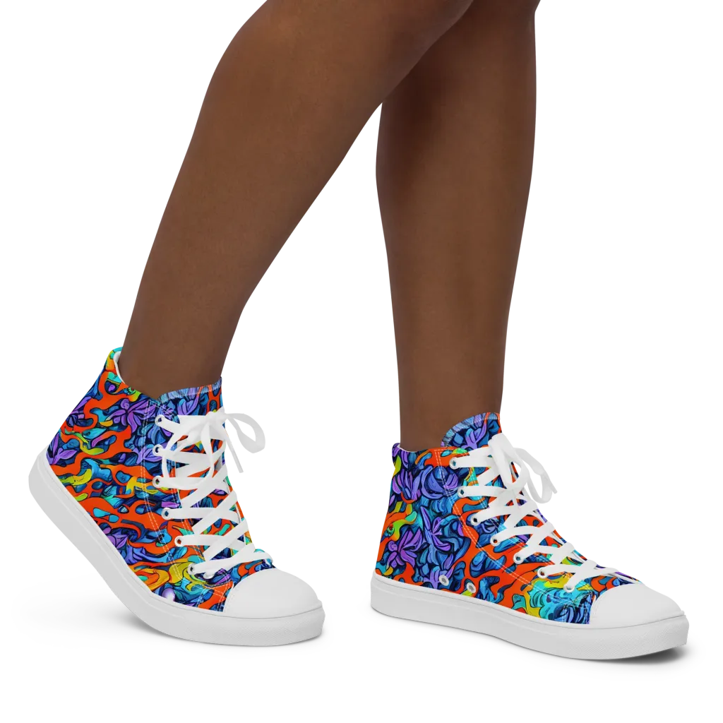 Cobalt Jungle on Women's High Top Canvas Shoes — Right