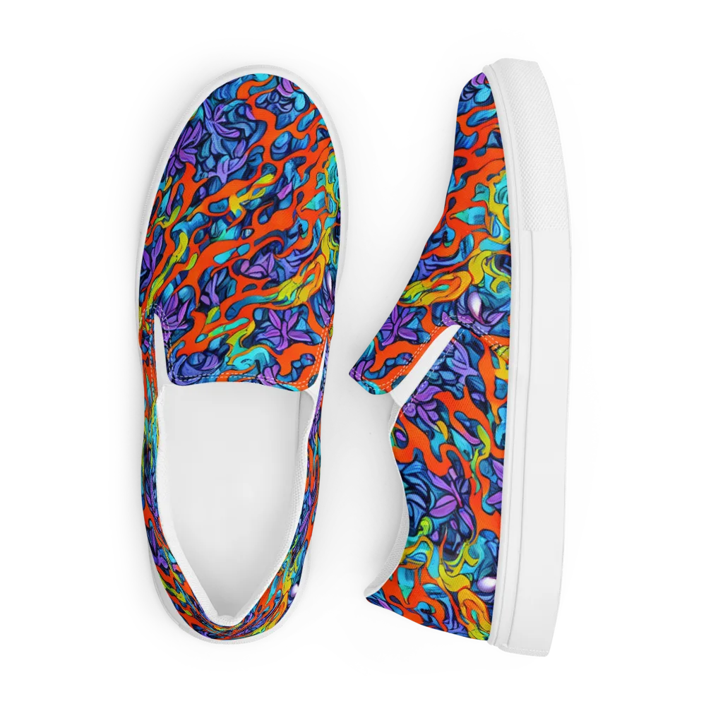 Cobalt Jungle on Men's Slip-On Canvas Shoes — Front
