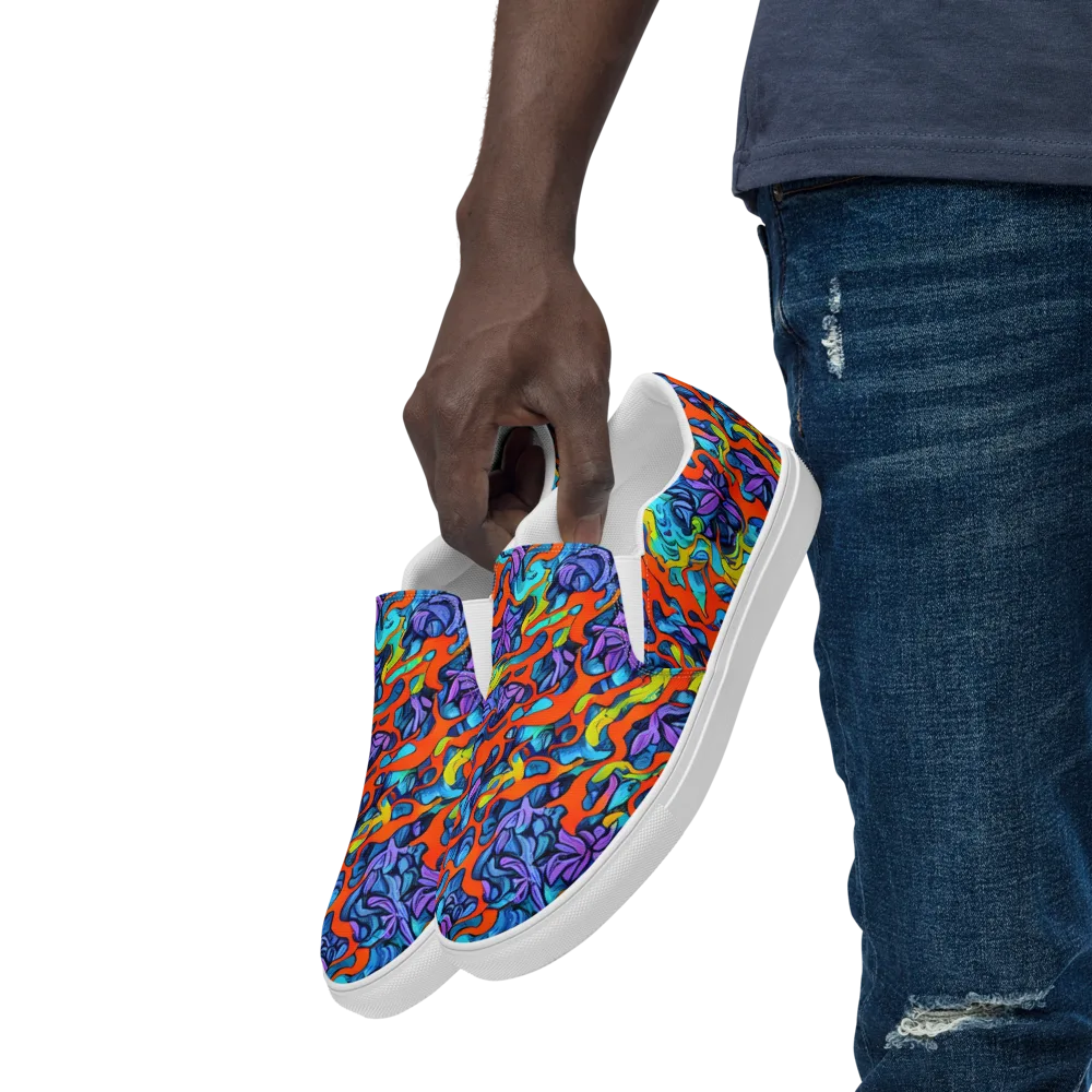 Cobalt Jungle on Men's Slip-On Canvas Shoes — Left Front