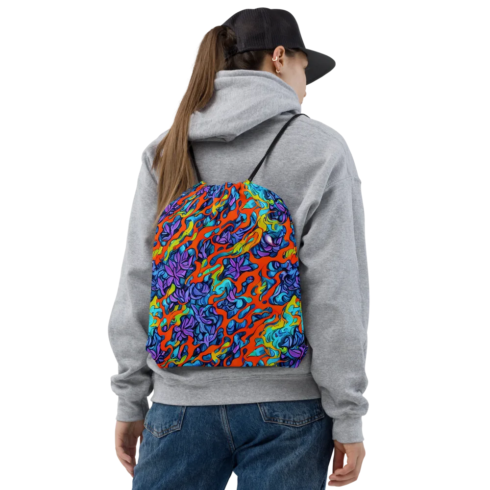 Cobalt Jungle on Drawstring Bag — Front