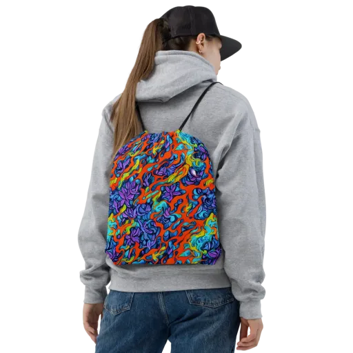 Cobalt Jungle on a Drawstring Bag