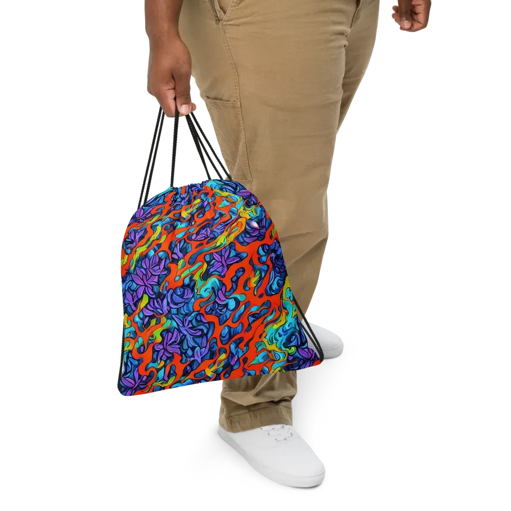 Cobalt Jungle on Drawstring Bag — Front